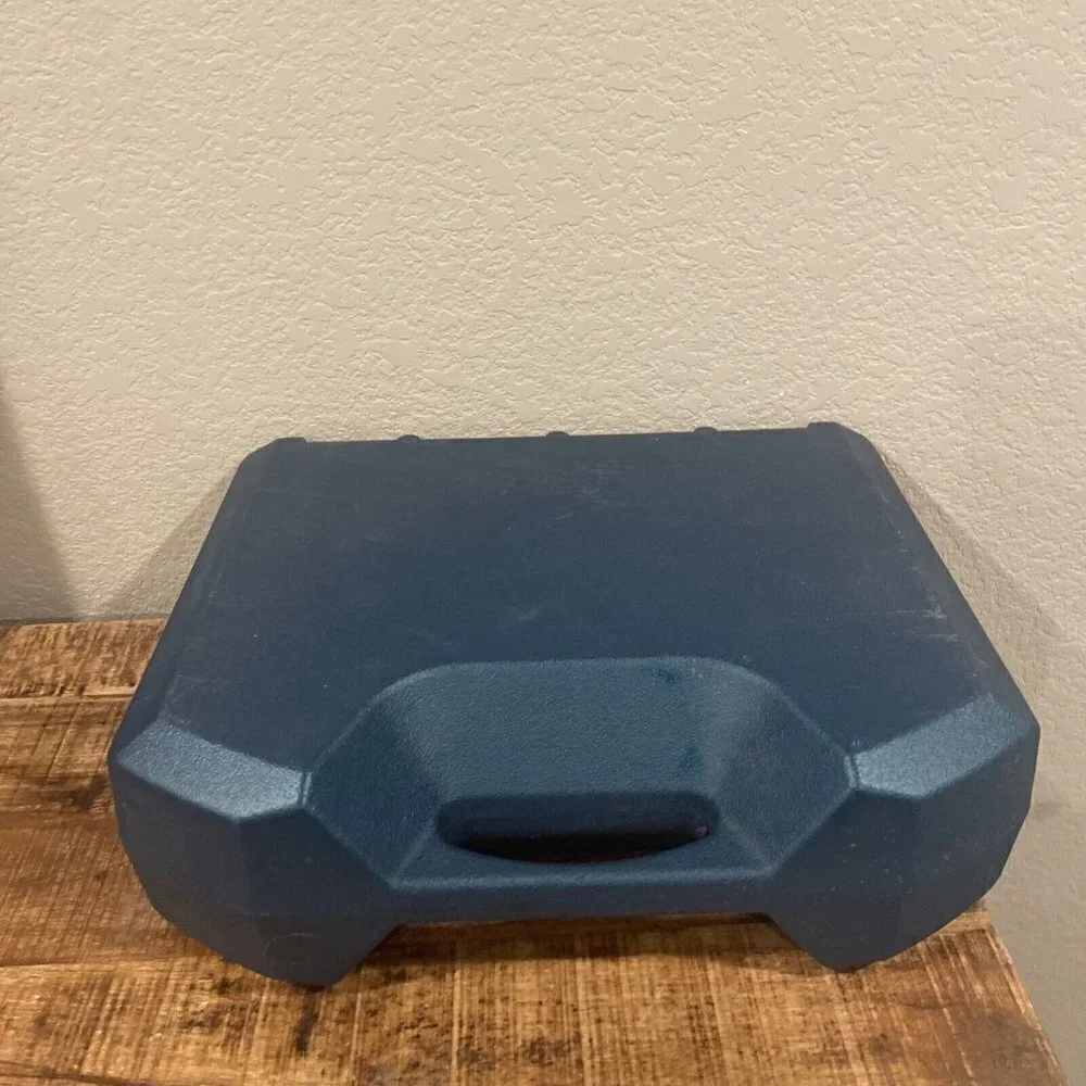 Vintage 90s K’Nex plastic storage bin holder container Case Blue Handle 17x14x5”